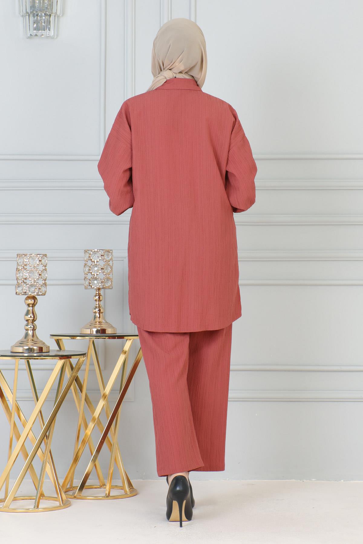 Cebi Taş Detaylı Takım Gül Kurusu 19210