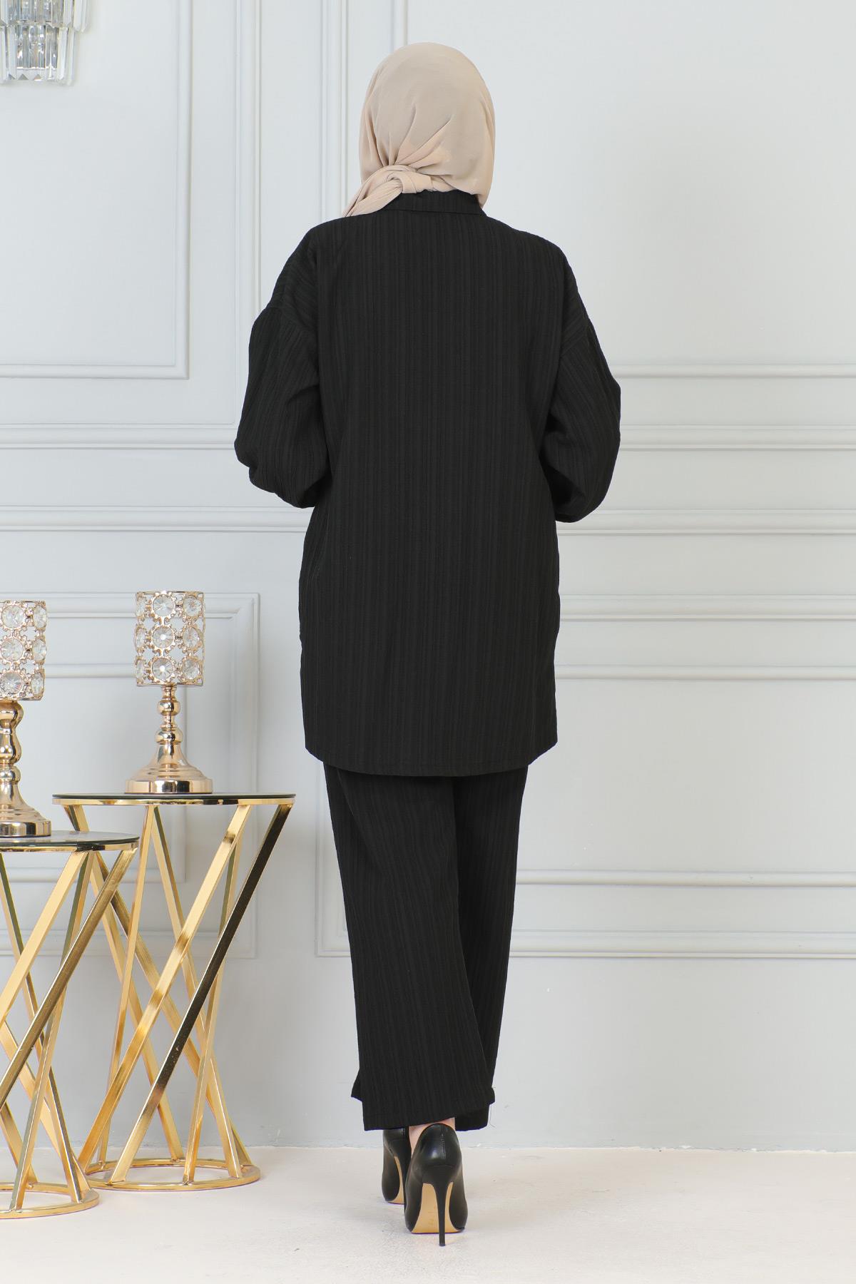 Cebi Taş Detaylı Takım Siyah 19210