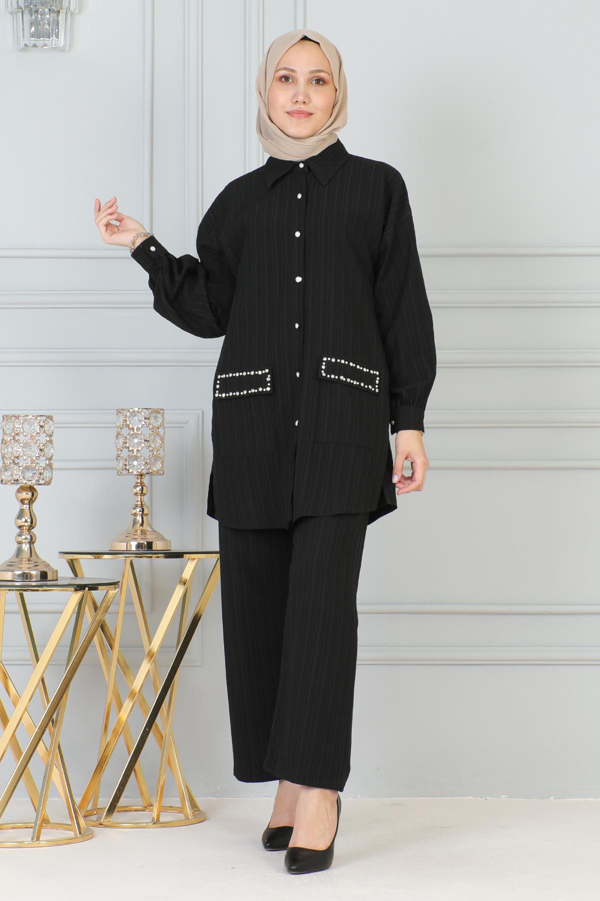 Cebi Taş Detaylı Takım Siyah 19210