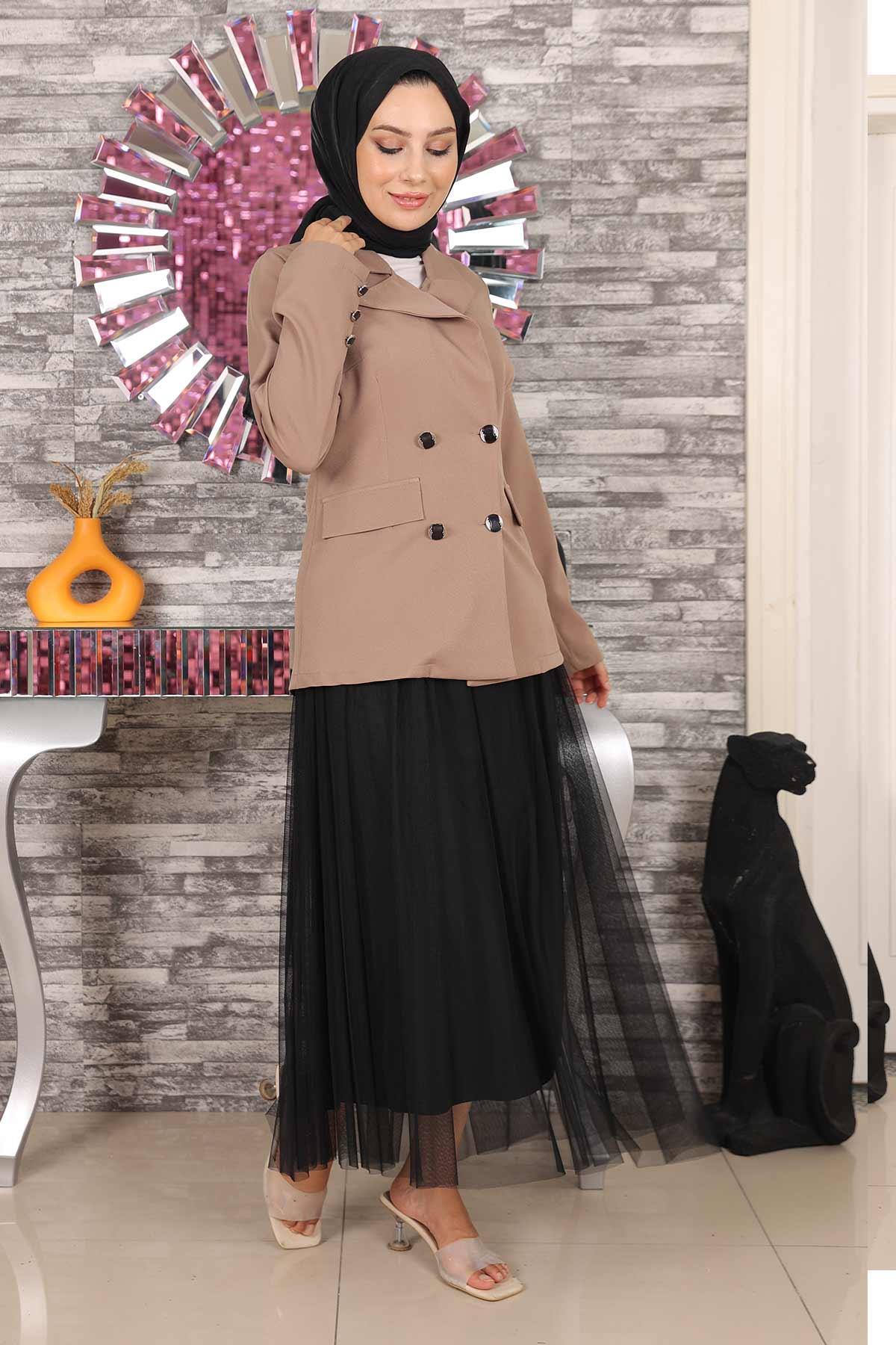 Ceketli Eteği Tül Takım Vizon Vizon MSW19151-4