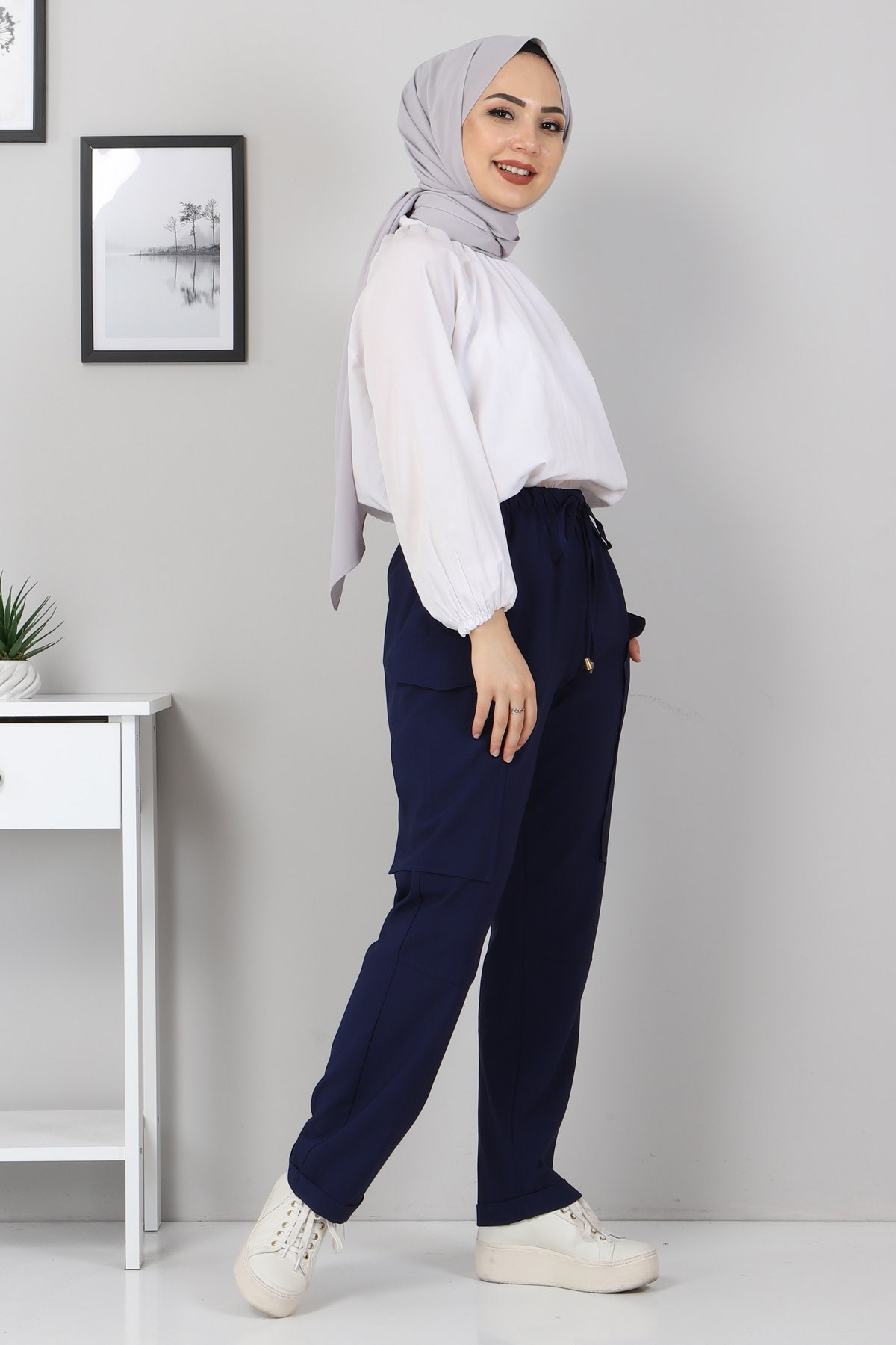 Cep Detaylı Pantolon İndigo 10798