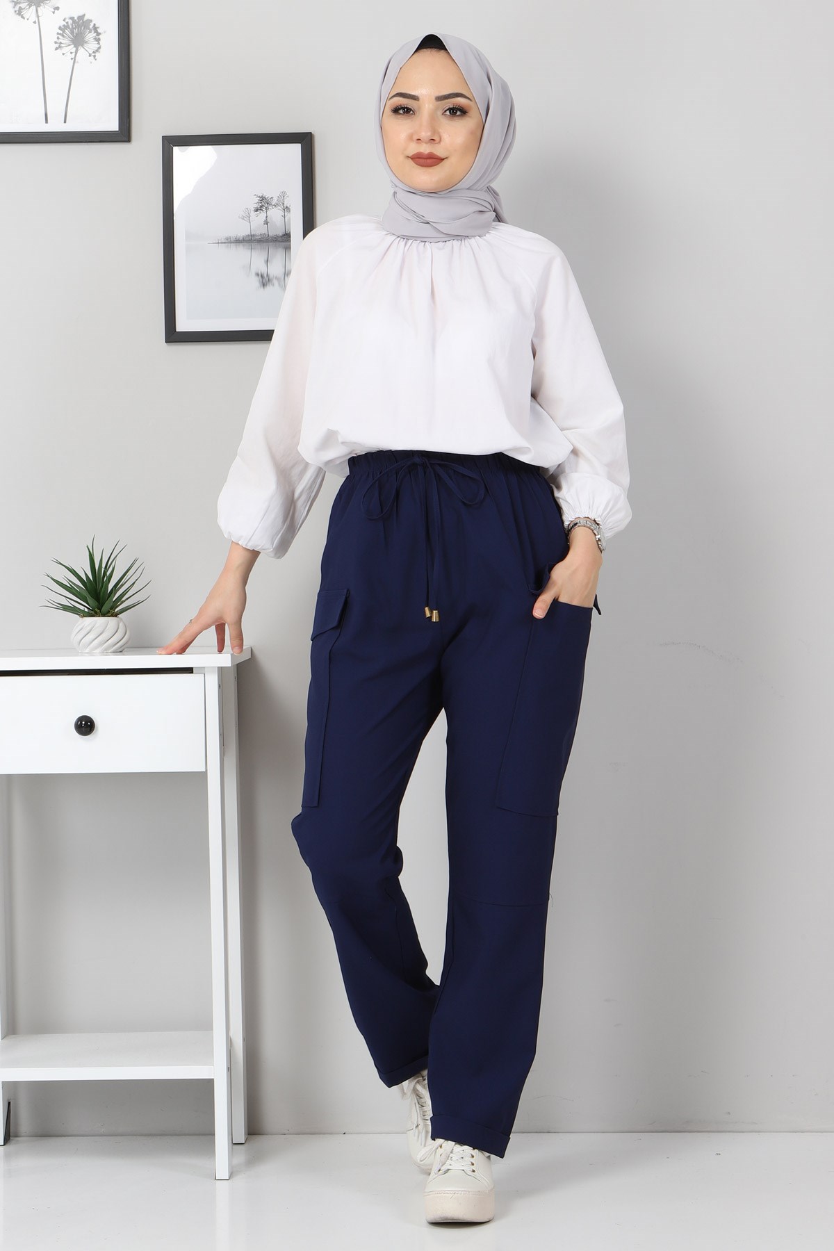 Cep Detaylı Pantolon İndigo 10798