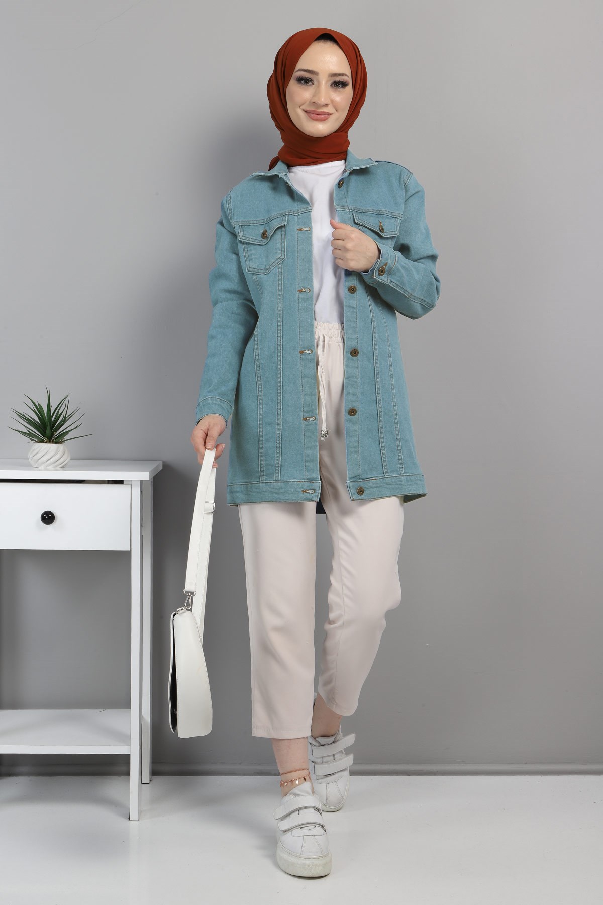 Cepli Kot Ceket Buz Mavisi 6034