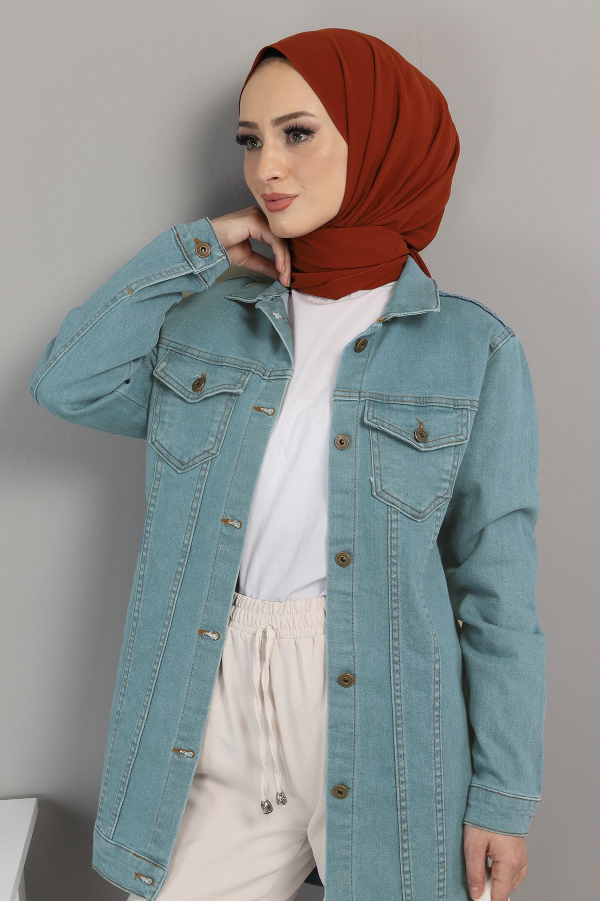 Cepli Kot Ceket Buz Mavisi 6034