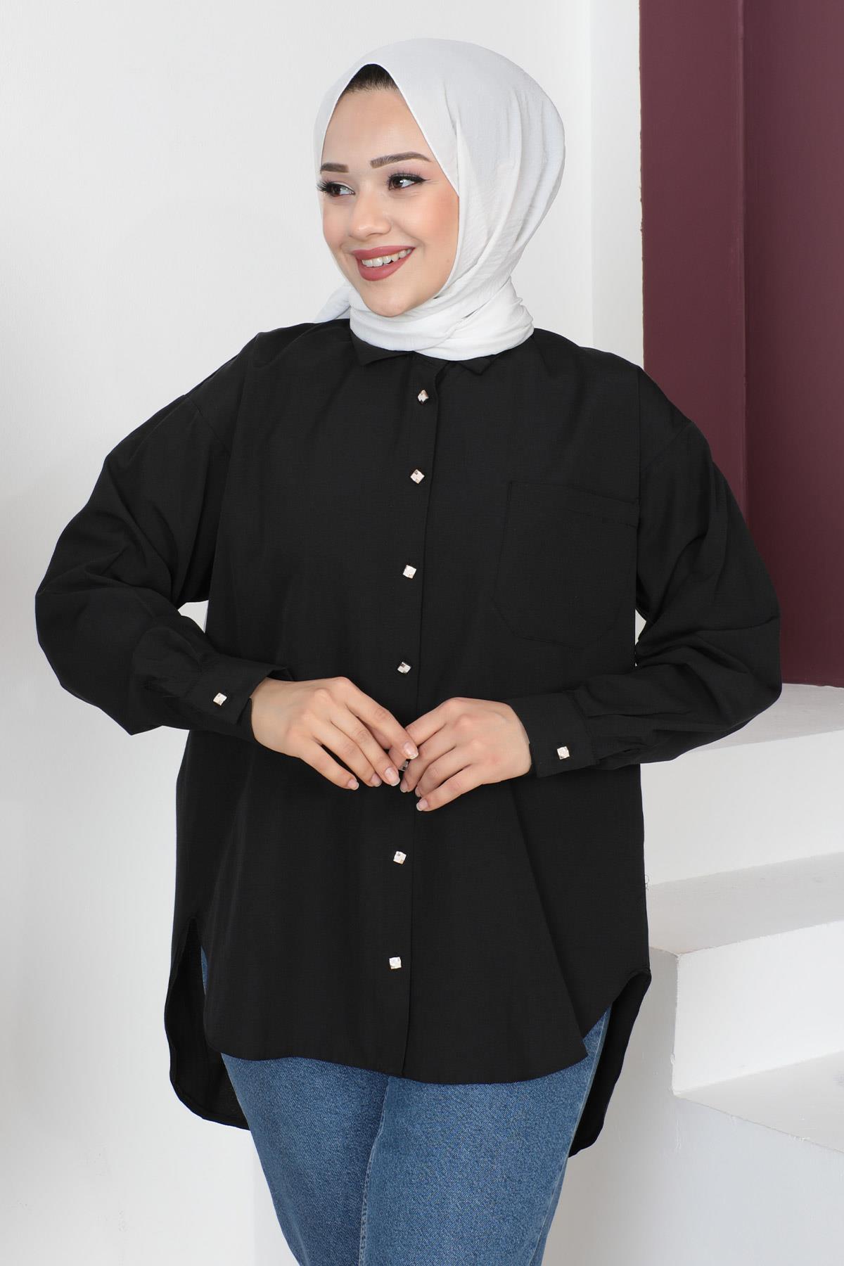 Cepli Oversize Gömlek Siyah 6067