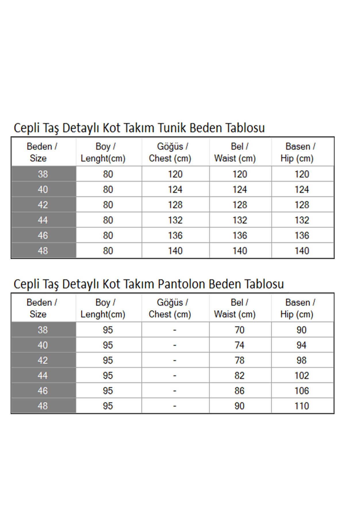 Cepli Taş Detaylı Kot Takım Füme 19207