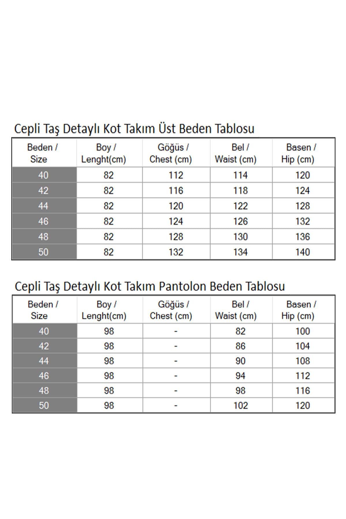 Cepli Taş Detaylı Kot Takım Koyu Kot 19307