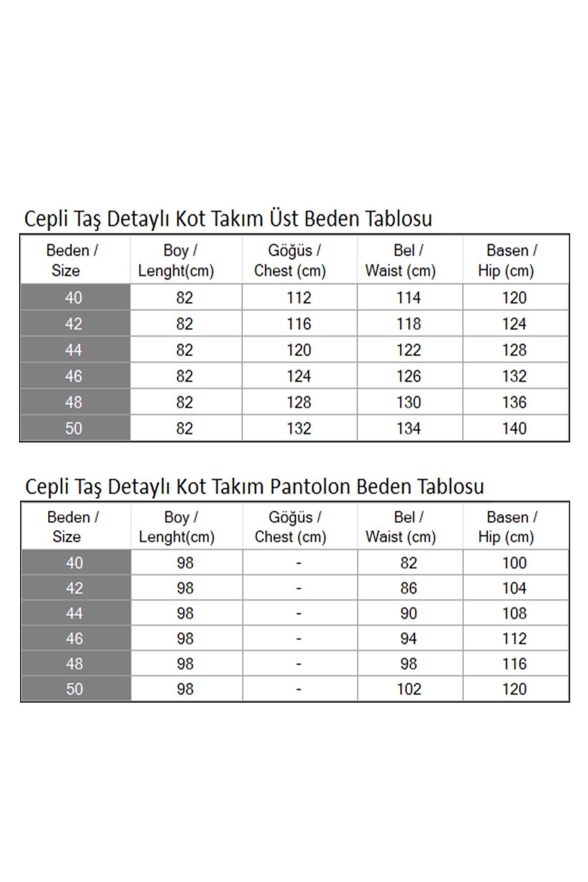 Cepli Taş Detaylı Kot Takım Siyah Siyah 19307