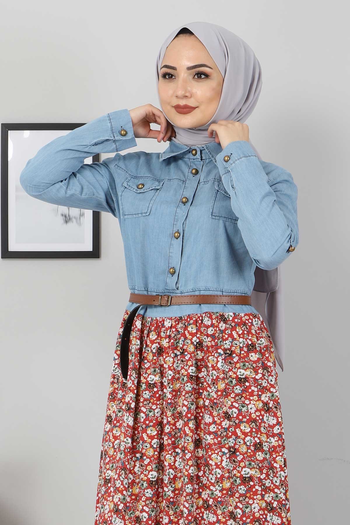 Çiçekli Anne Elbise Bordo 10764