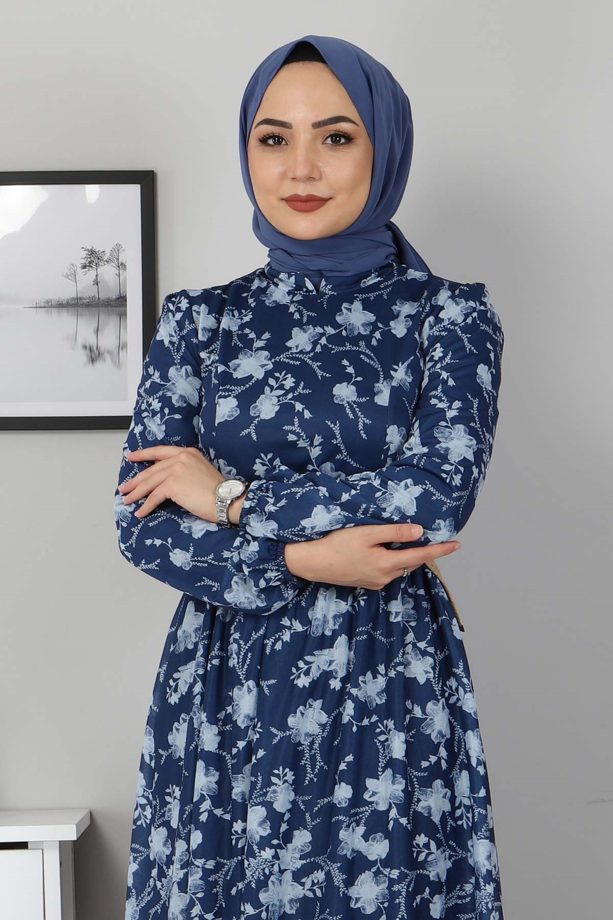 Çiçekli Anne Elbise İndigo 10024