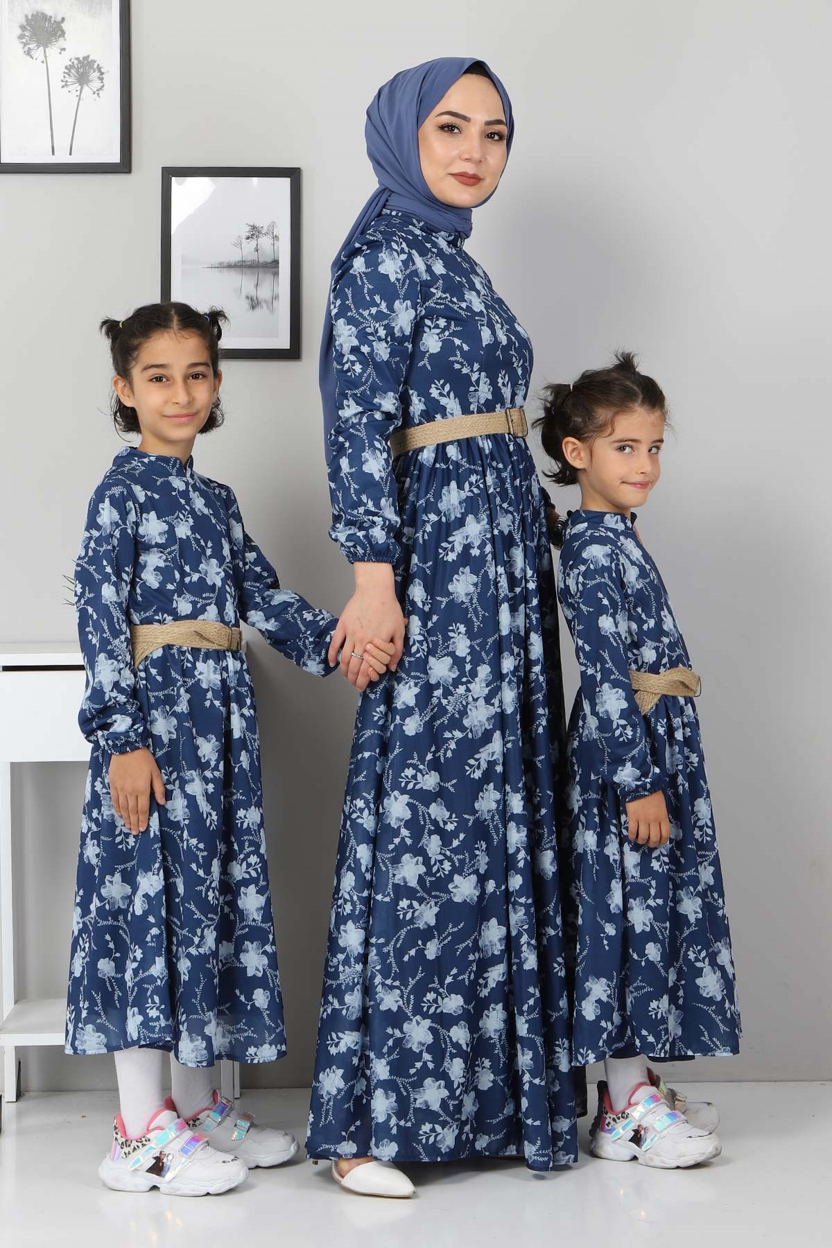 Çiçekli Anne Elbise İndigo 10024