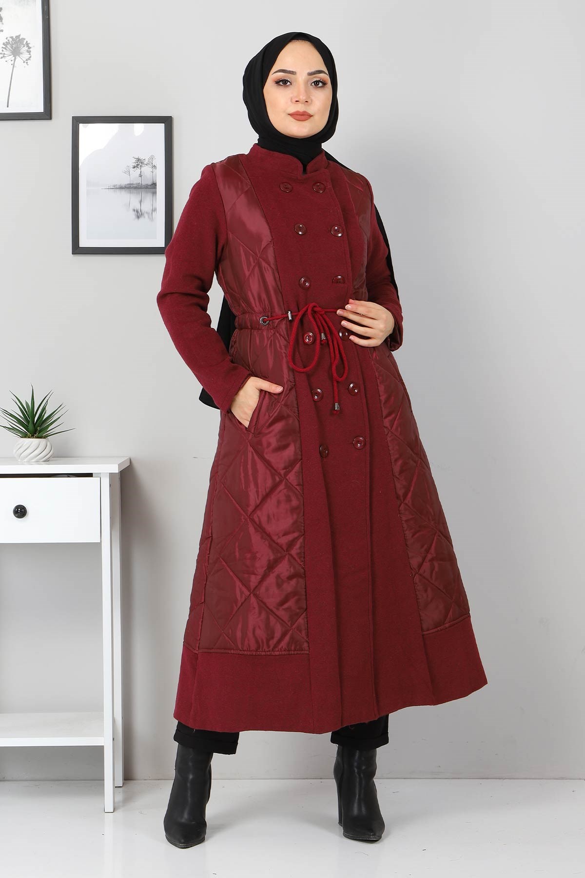 Çift Düğmeli Kaşe Bordo 2357