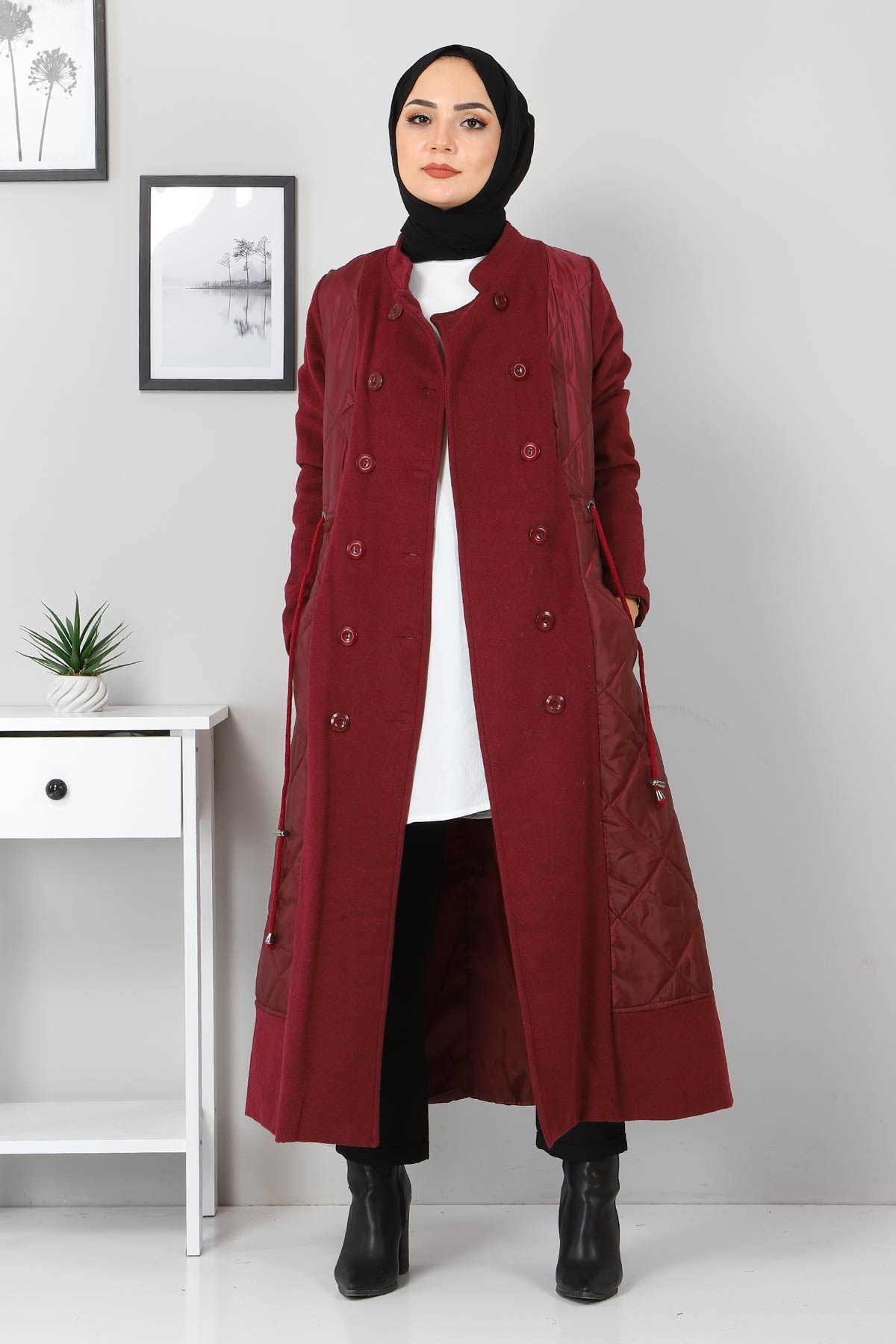 Çift Düğmeli Kaşe Bordo 2357