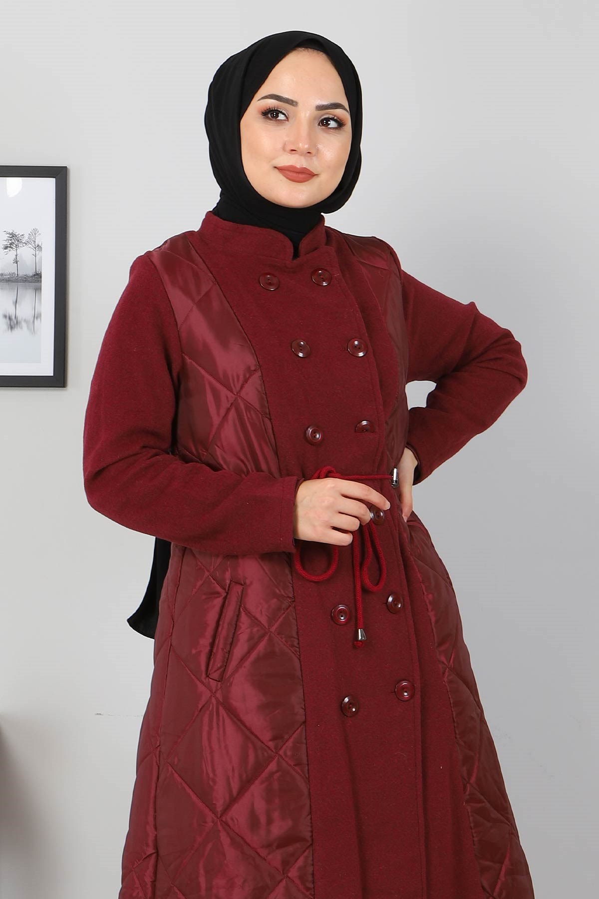 Çift Düğmeli Kaşe Bordo 2357