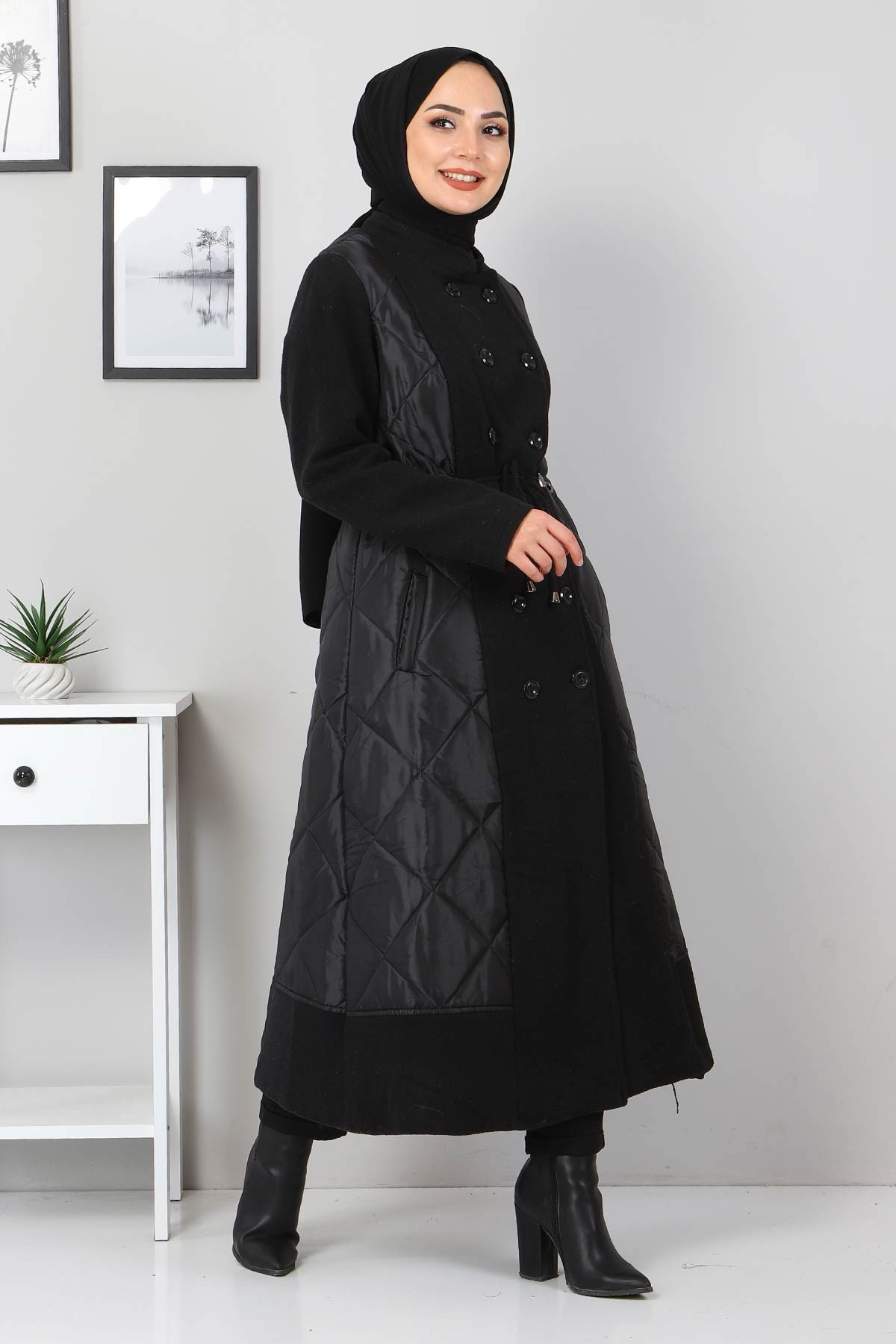Çift Düğmeli Kaşe Siyah 2357
