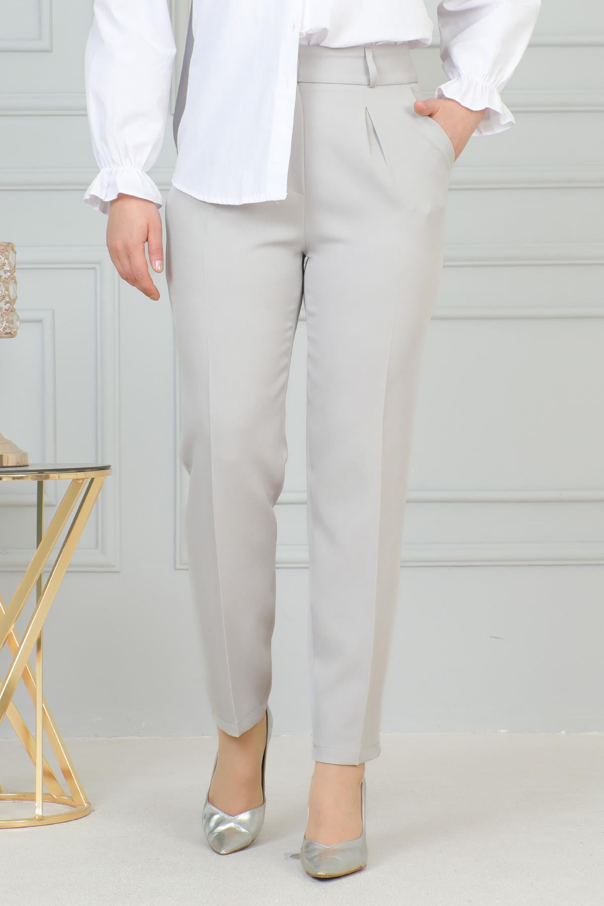 Çift Düğmeli Pantolon Gri 6103