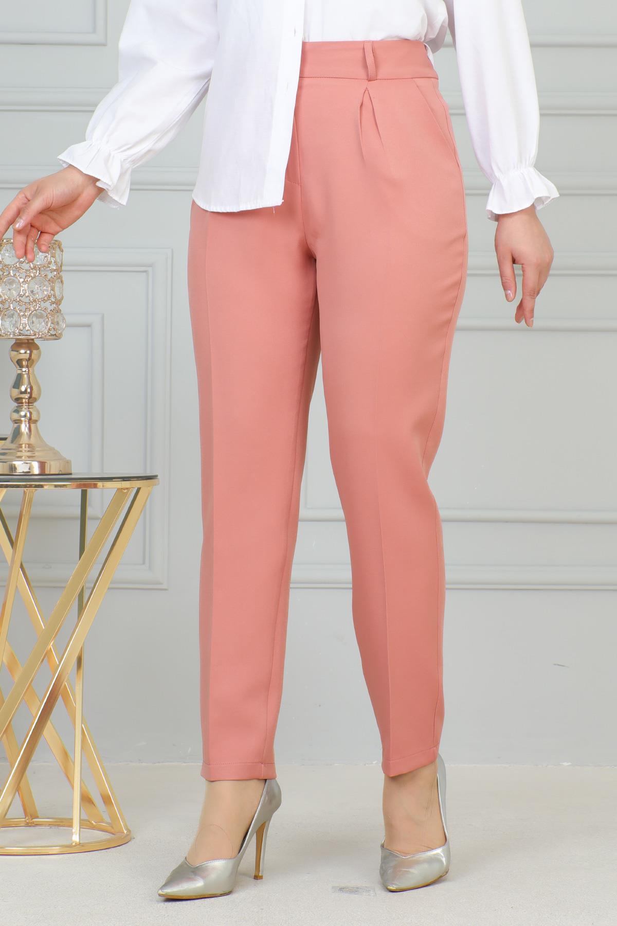 Çift Düğmeli Pantolon Pembe 6103