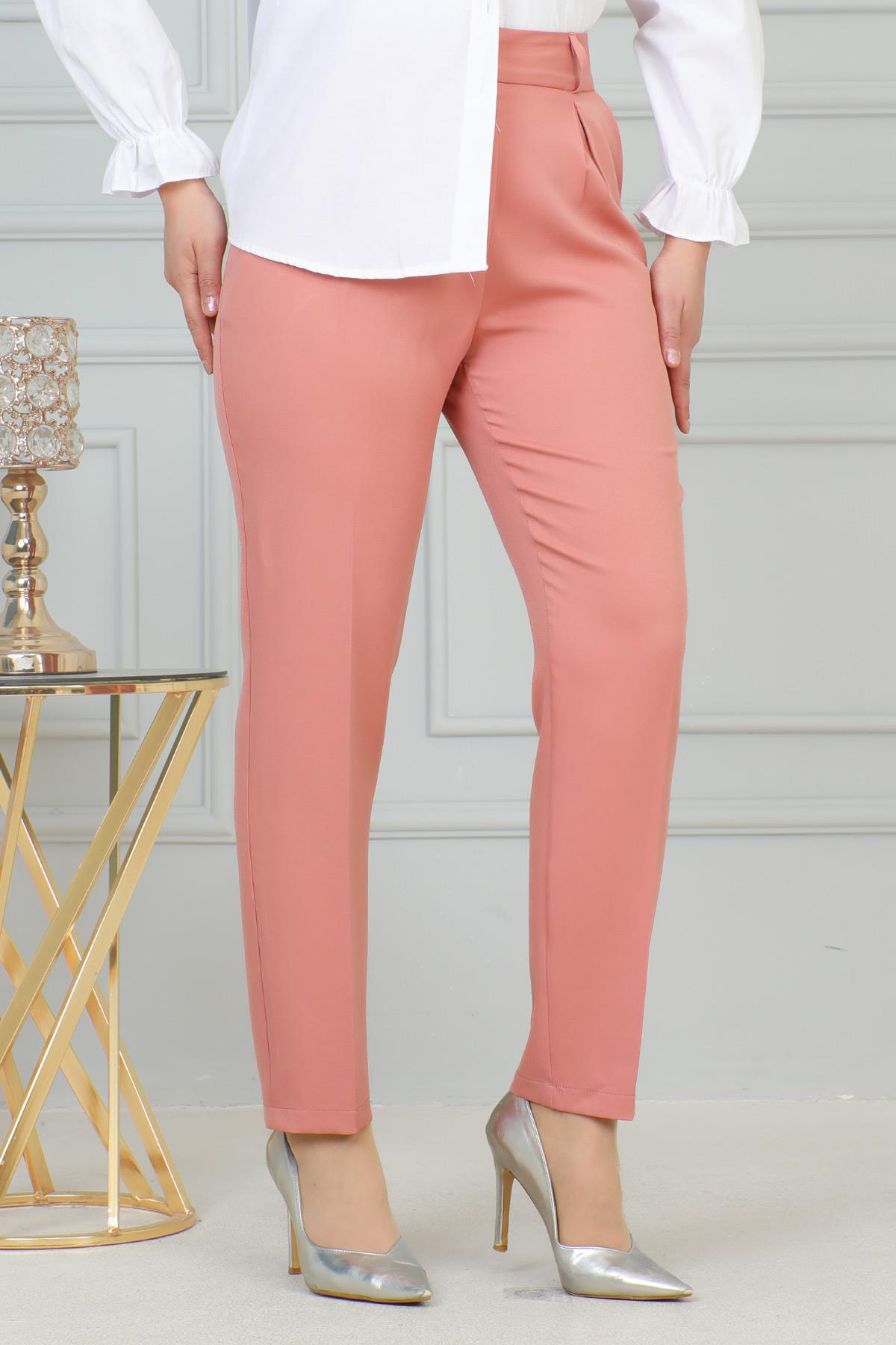 Çift Düğmeli Pantolon Pembe 6103