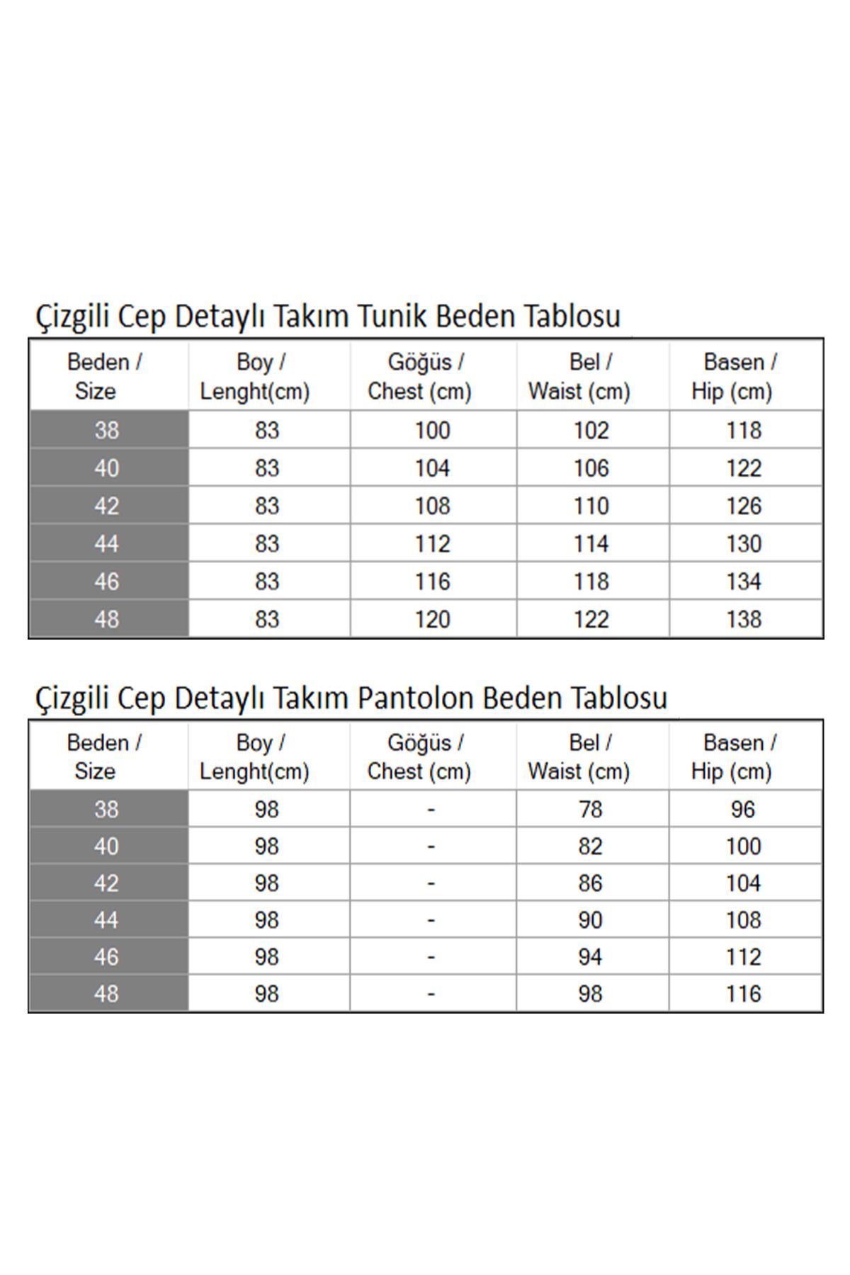 Çizgili Cep Detaylı Takım Mavi Mavi MSW19242-3