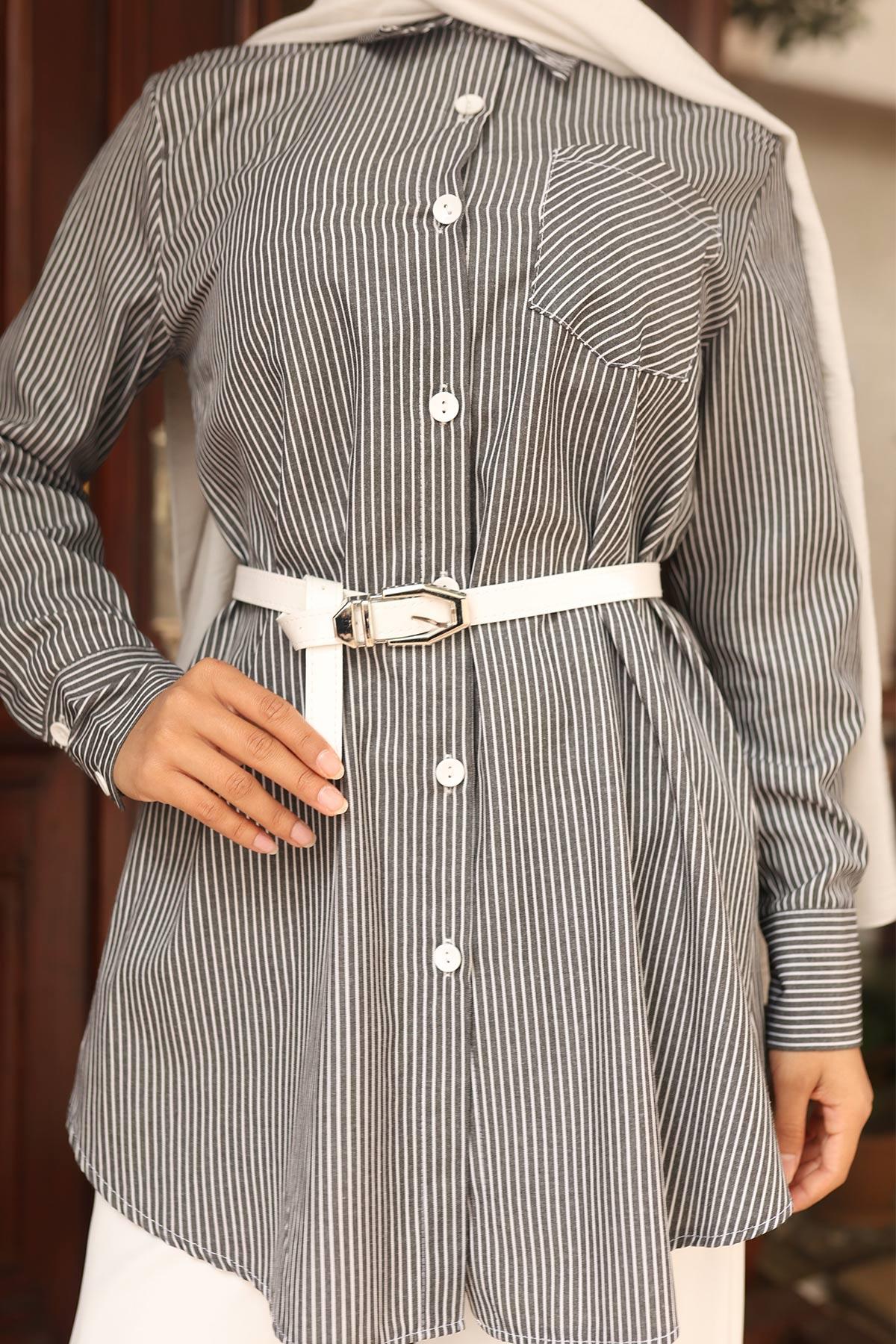 Çizgili Cep Detaylı Takım Siyah Siyah MSW19242-1