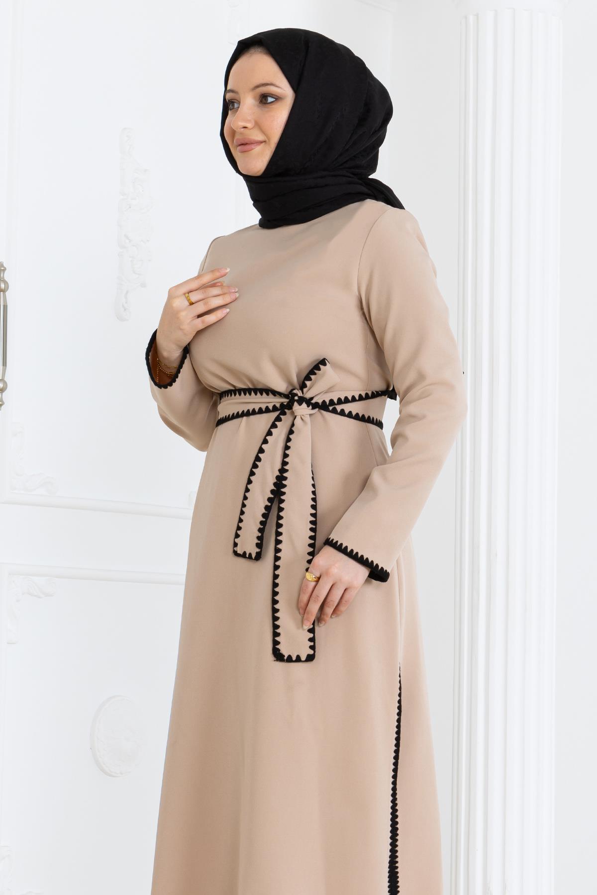 Çoban Dikişli Kemerli Takım Bej Bej MSW19365-5