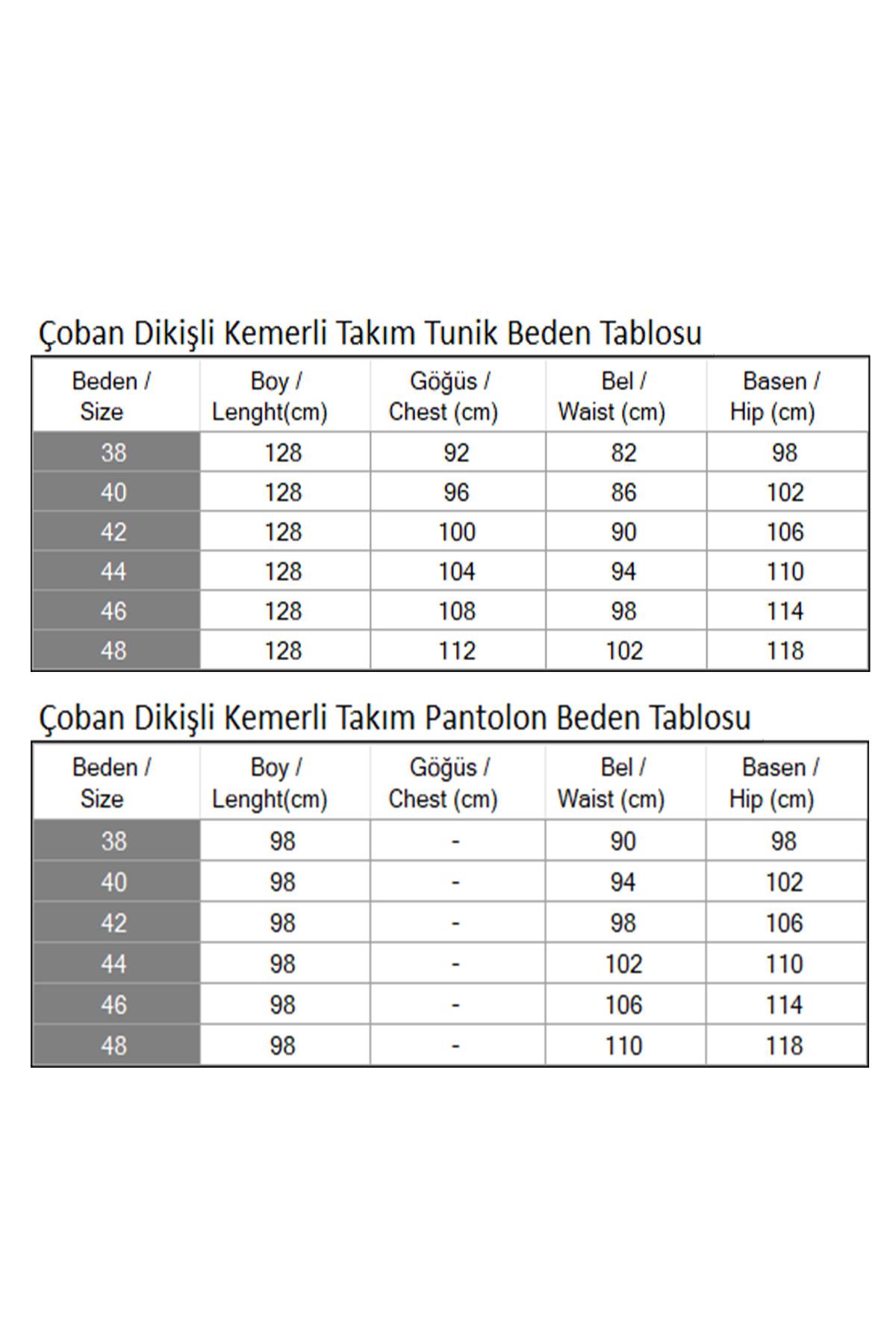 Çoban Dikişli Kemerli Takım Gül Kurusu Gül Kurusu MSW19365-3