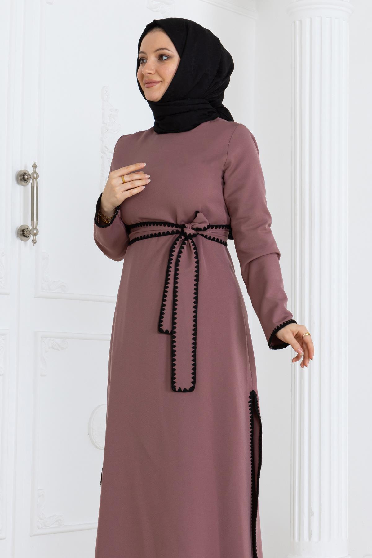 Çoban Dikişli Kemerli Takım Gül Kurusu Gül Kurusu MSW19365-3