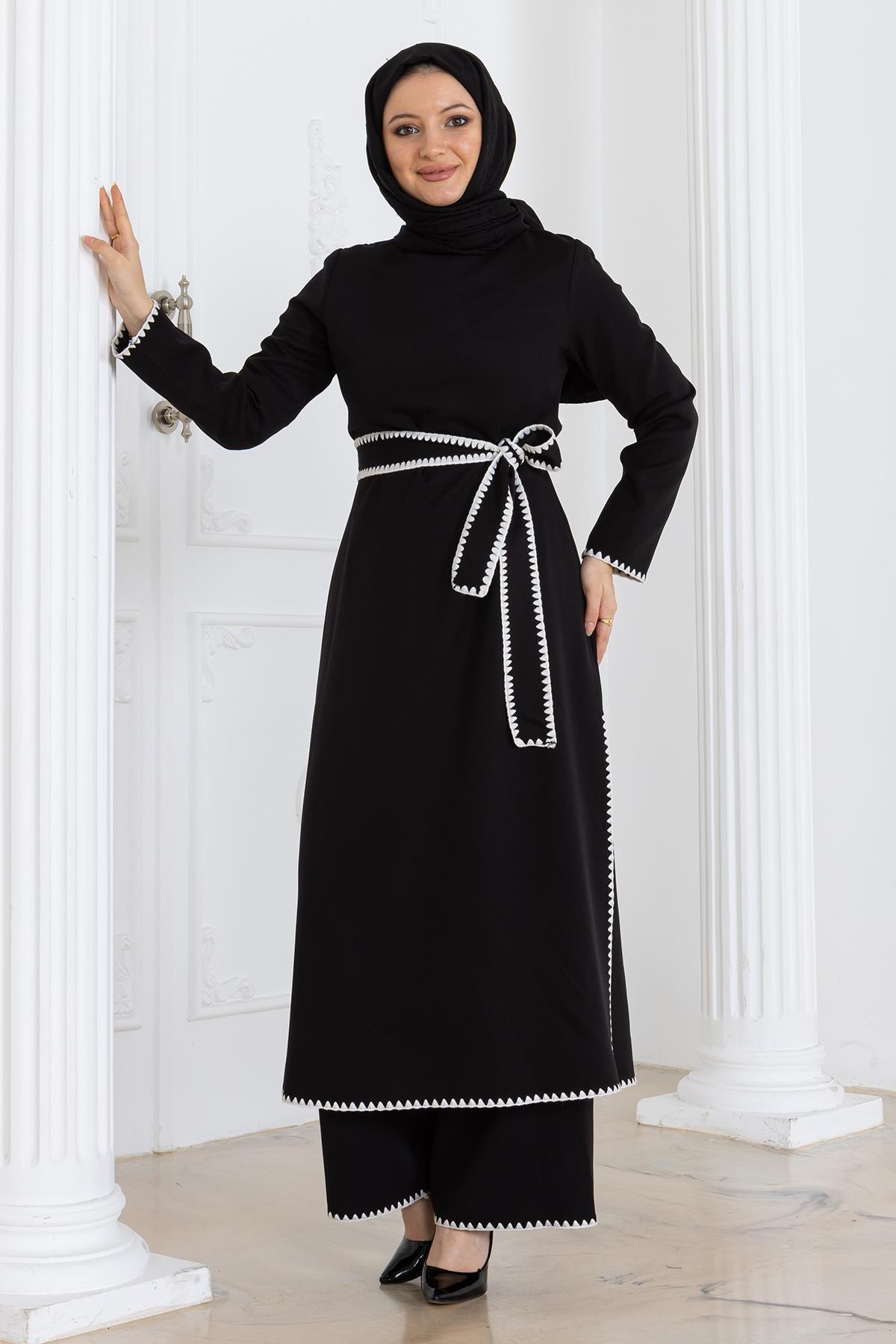 Çoban Dikişli Kemerli Takım Siyah Siyah MSW19365-1