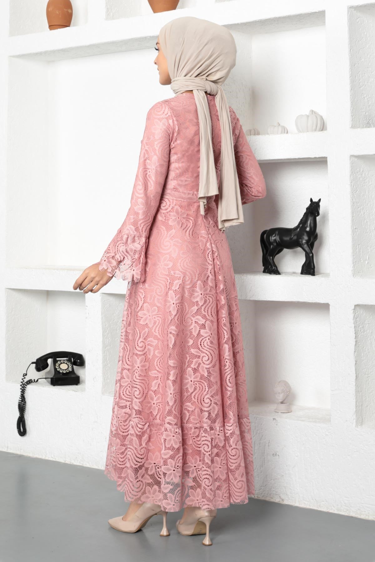 Dantelli Elbise Pembe 17700