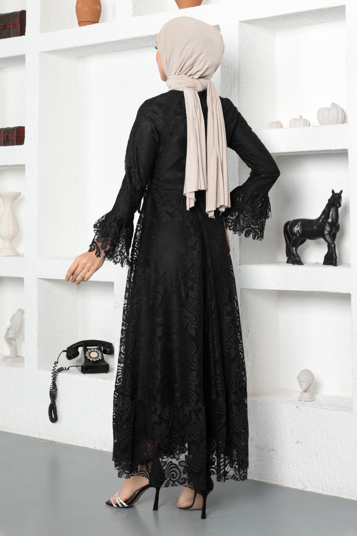 Dantelli Elbise Siyah 17700