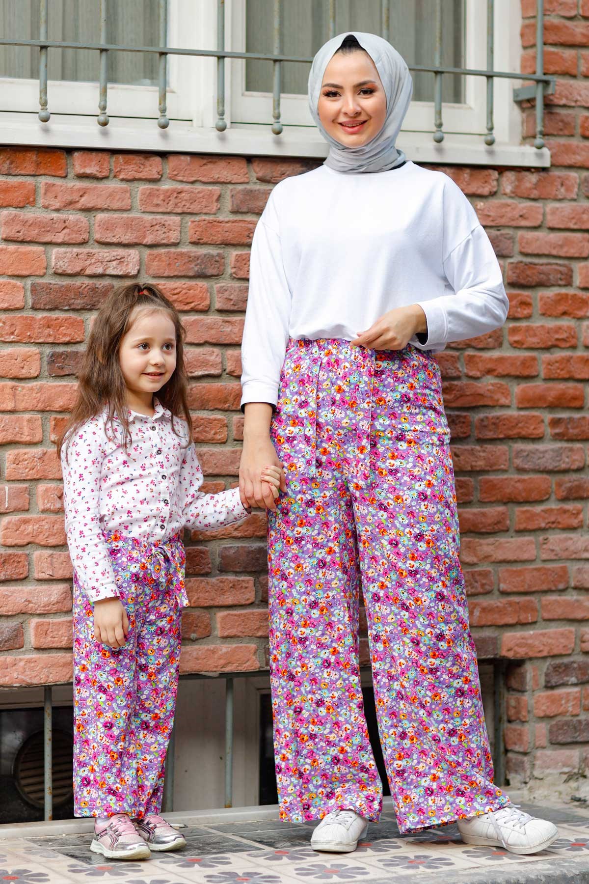 Desenli Çocuk Pantolon Fuşya 10628