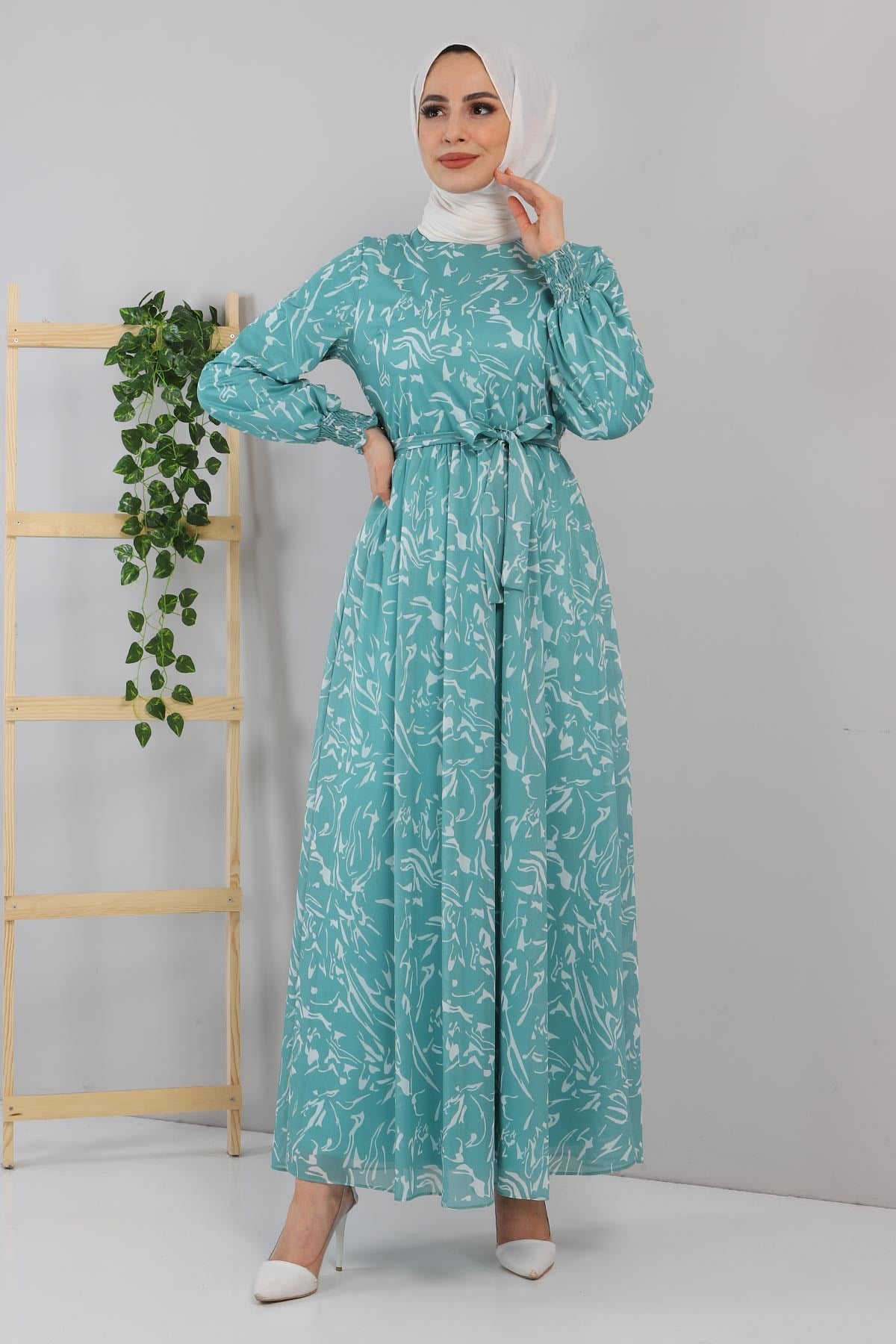 Desenli Elbise Mint 12000