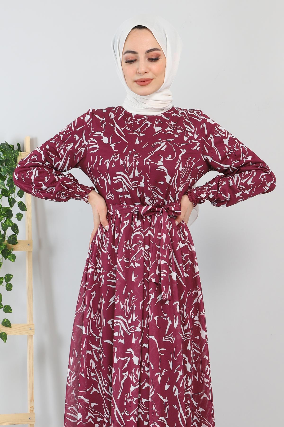 Desenli Elbise Mürdüm 12000