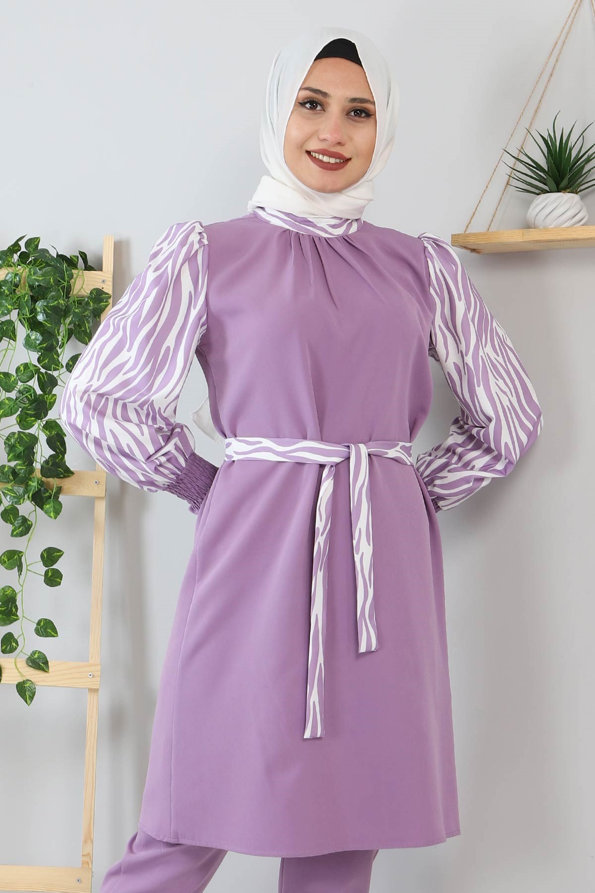 Desenli İkili Takım Lila 12400