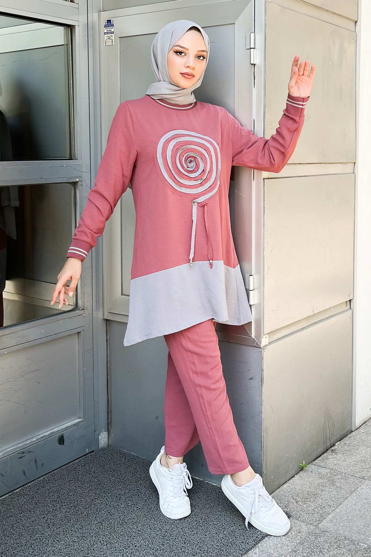 Desenli İkili Takım Pembe 10635