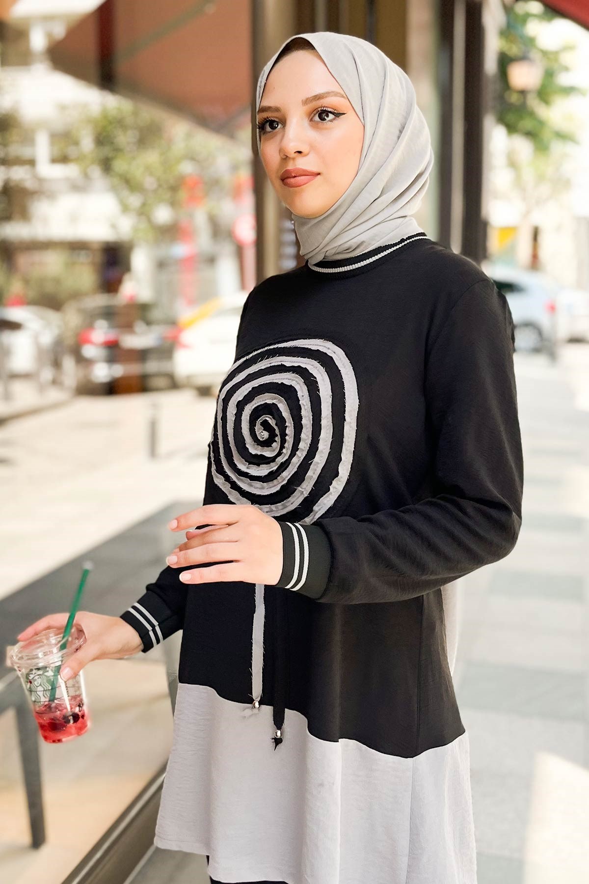 Desenli İkili Takım Siyah 10635