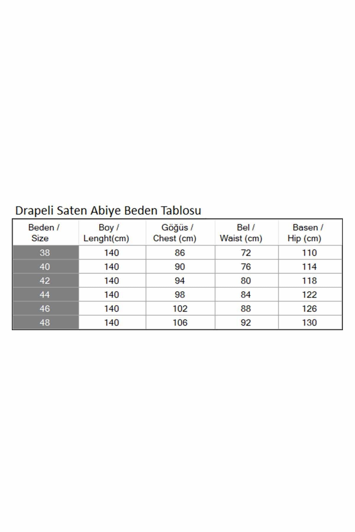 Drapeli Saten Abiye Siyah 19192