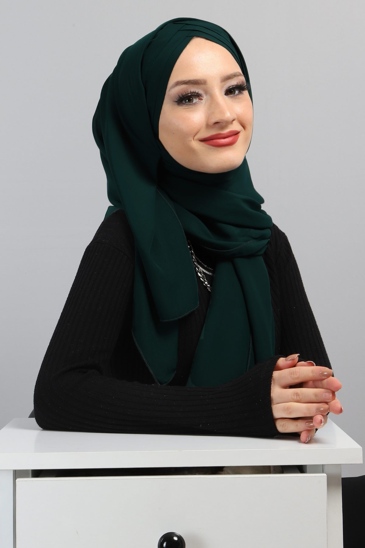 Drapeli Şifon Şal Haki 3013