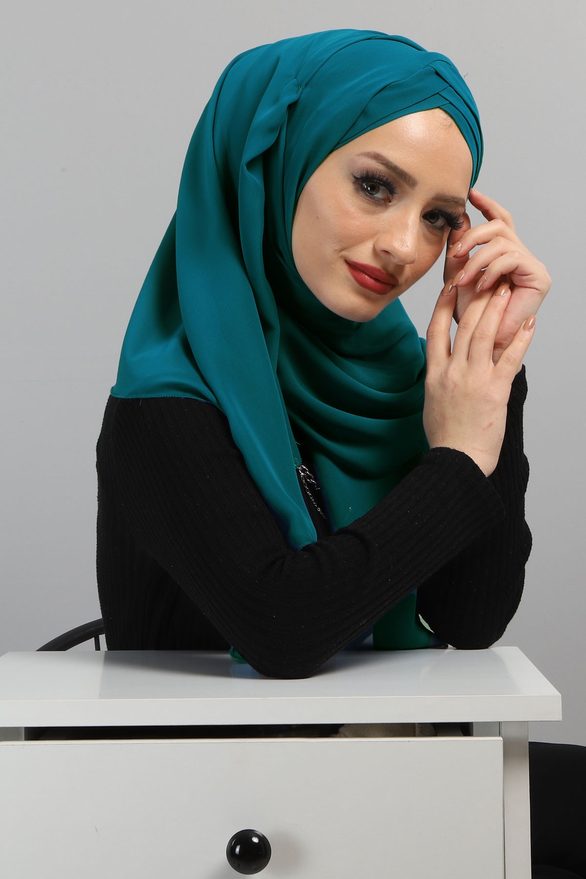 Drapeli Şifon Şal Mavi 3013