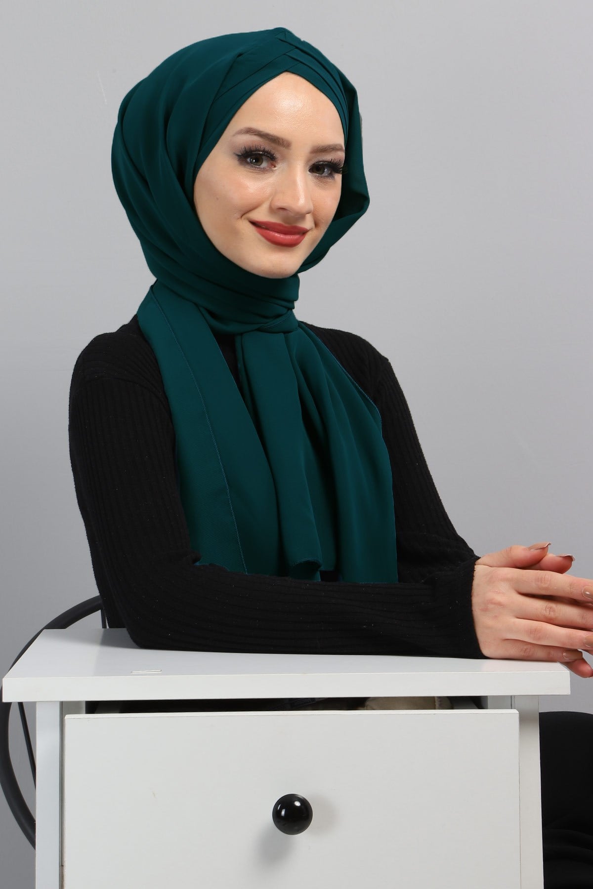 Drapeli Şifon Şal Turkuaz 3013