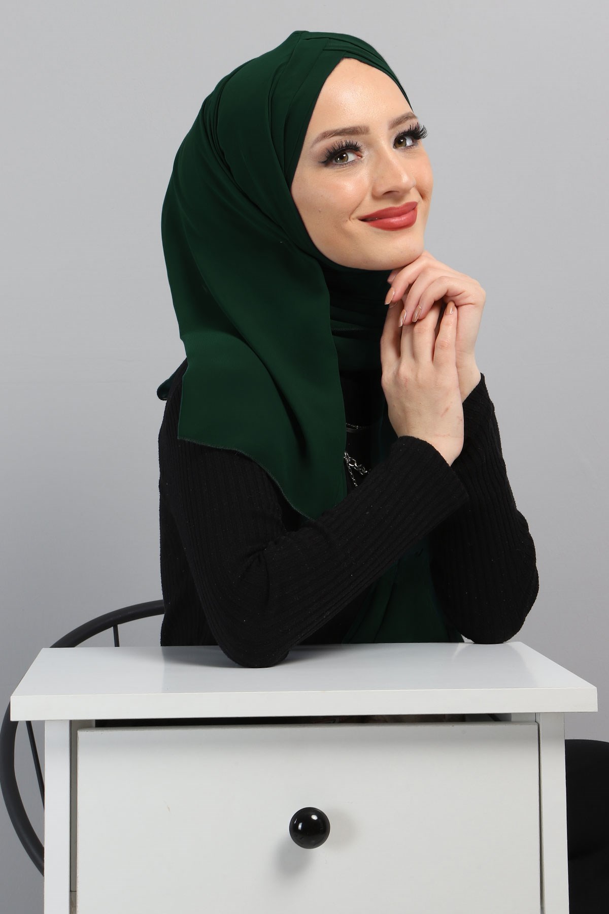 Drapeli Şifon Şal Zümrüt 3013