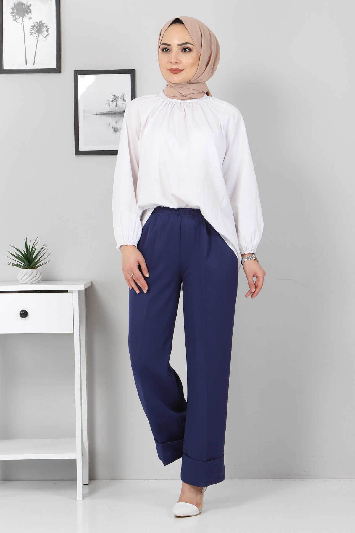 Duble Paça Kumaş Pantolon İndigo 10659