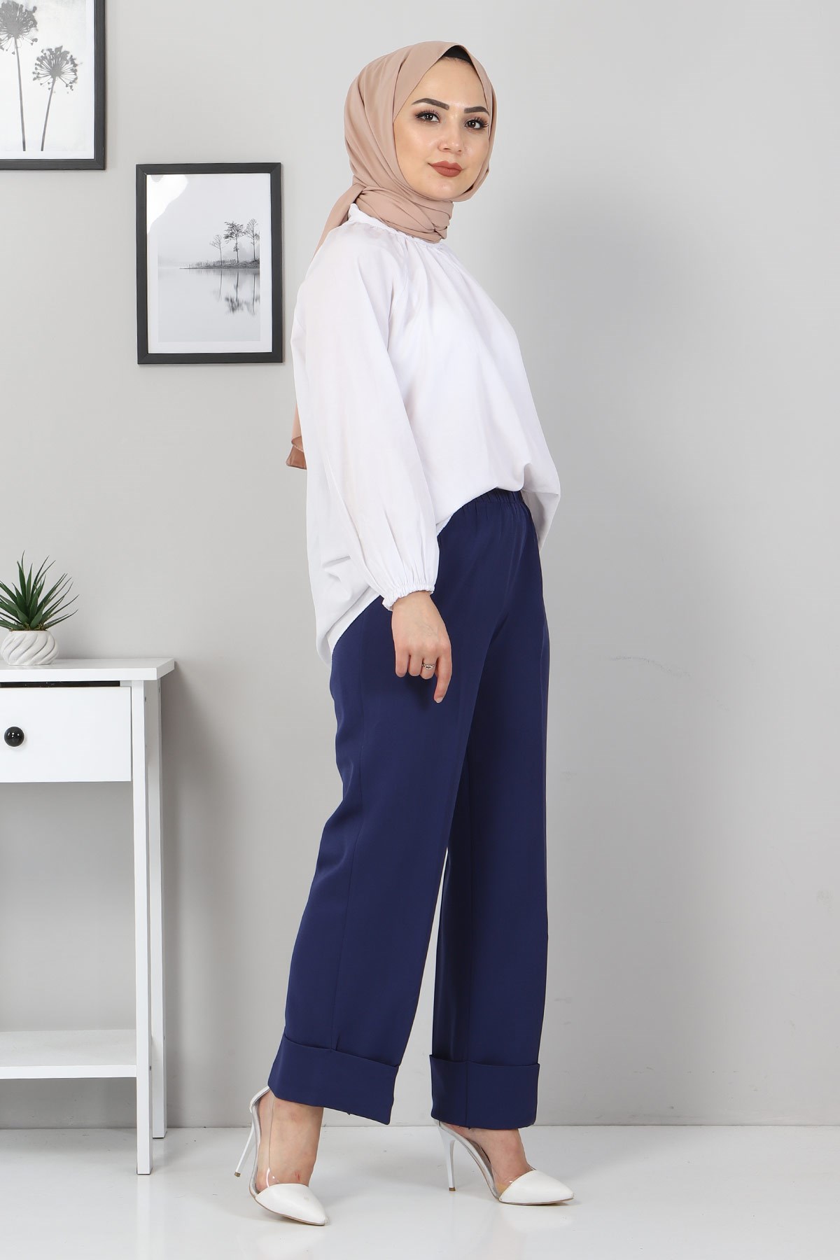 Duble Paça Kumaş Pantolon İndigo 10659