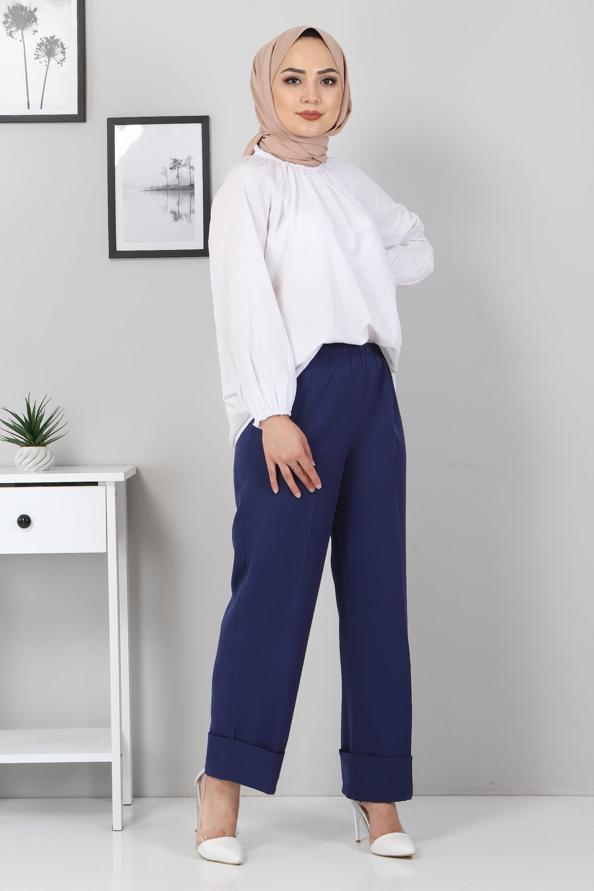 Duble Paça Kumaş Pantolon İndigo 10659