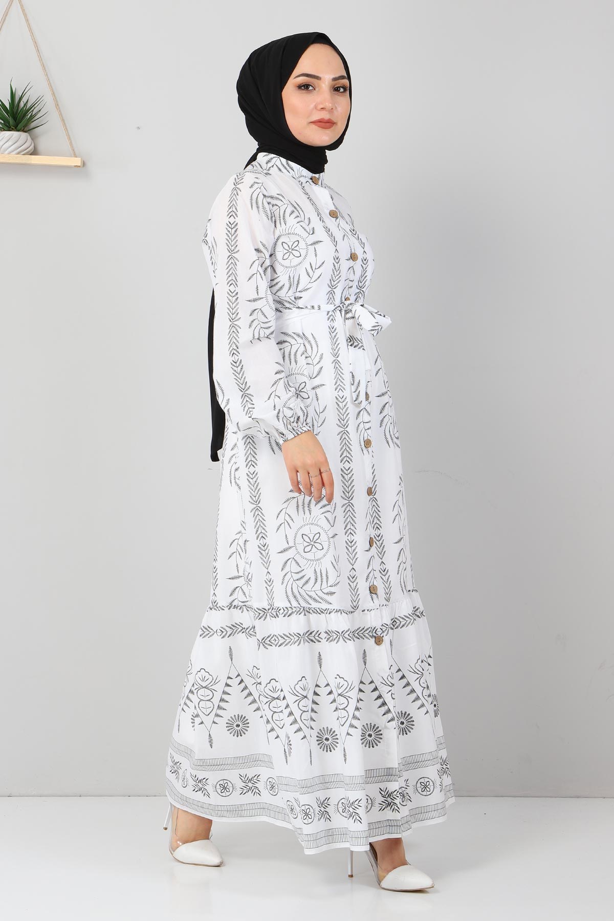 Düğme Detaylı Elbise Siyah 10644