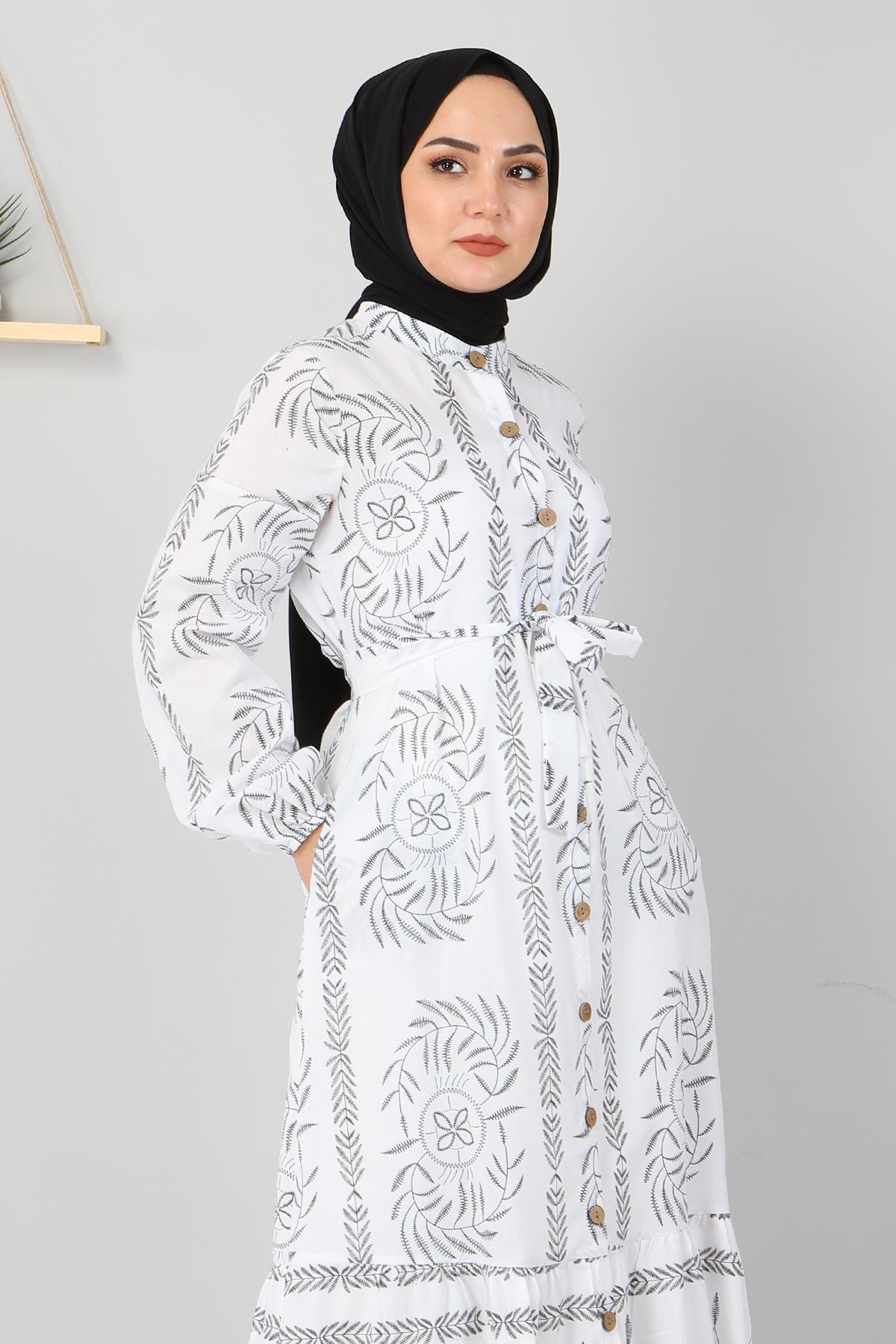 Düğme Detaylı Elbise Siyah 10644