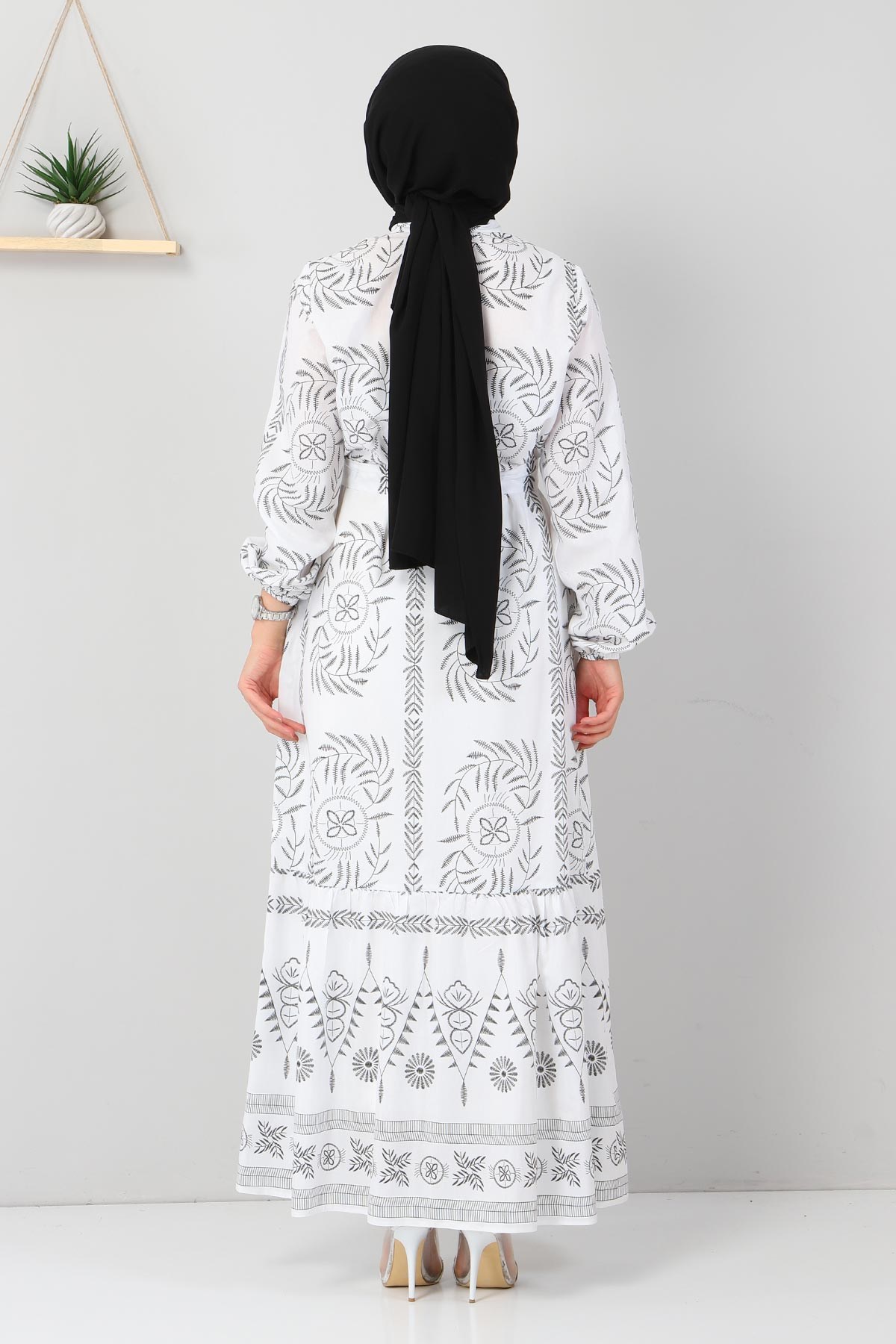 Düğme Detaylı Elbise Siyah 10644