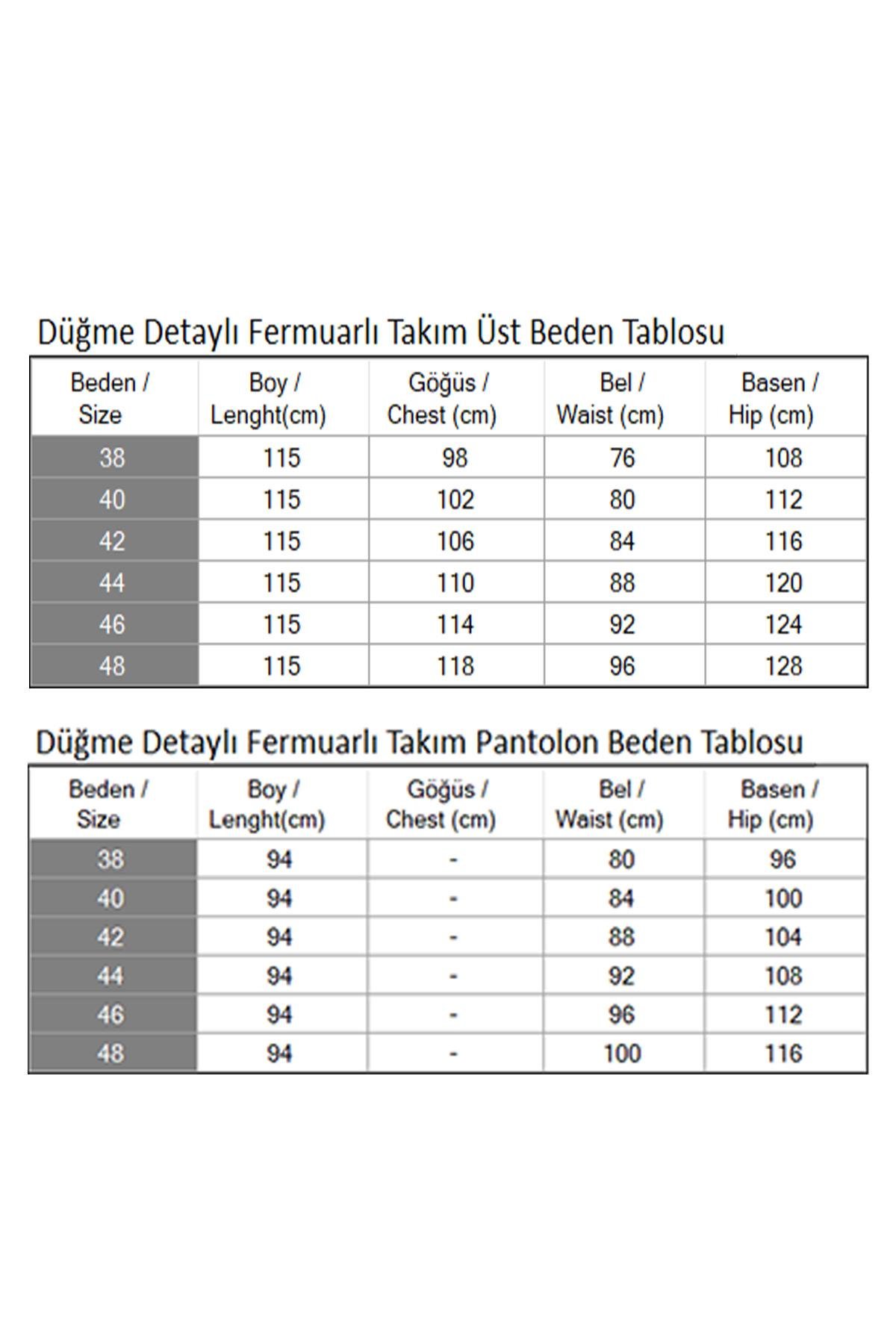 Düğme Detaylı Fermuarlı Takım Gül Kurusu Gül Kurusu MSW19219-3