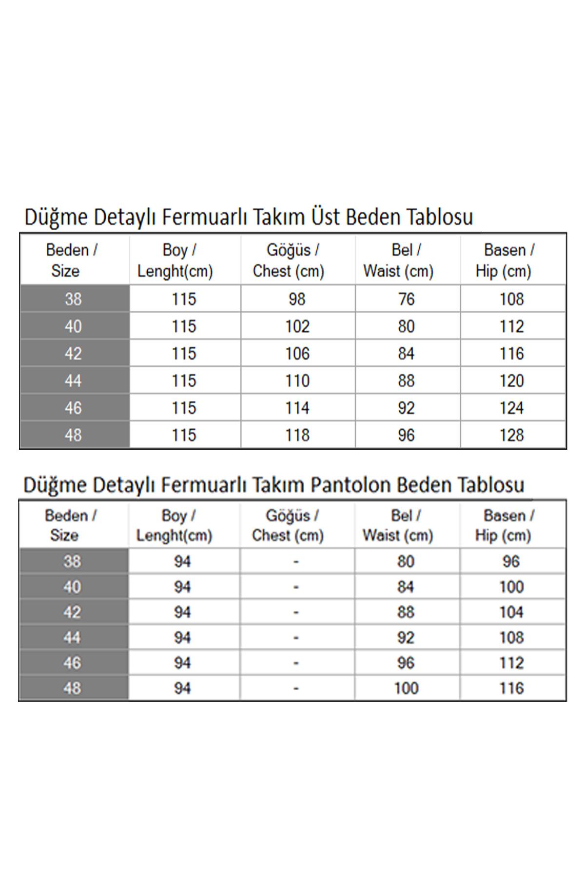 Düğme Detaylı Fermuarlı Takım İndigo İndigo MSW19219-2