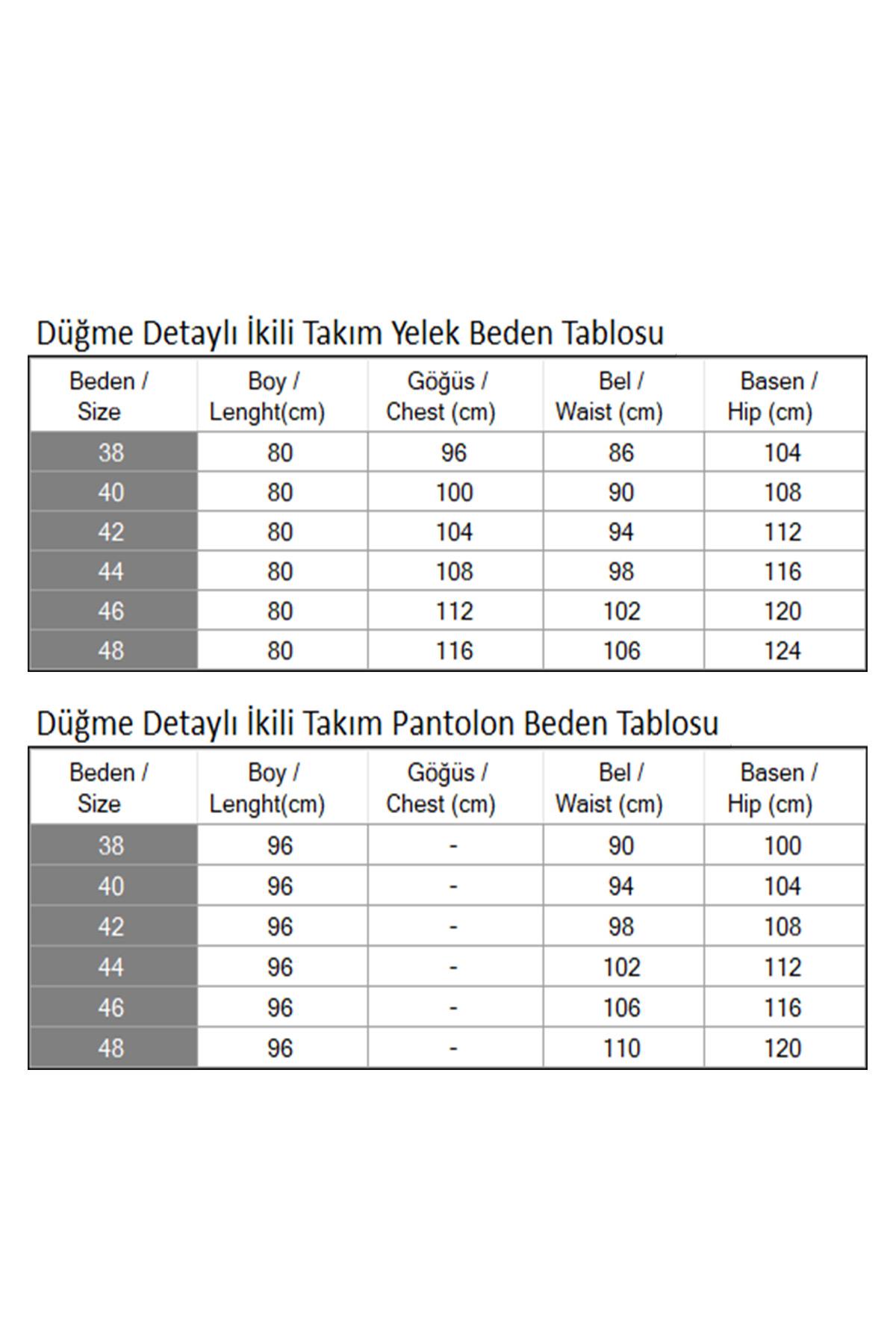 Düğme Detaylı İkili Takım İndigo 19231
